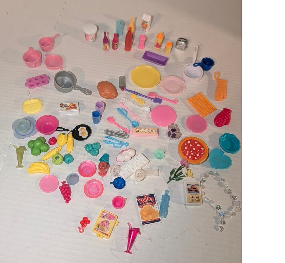 Mixed Lot Barbie Food Dishes Doll Accessories & More Mattel